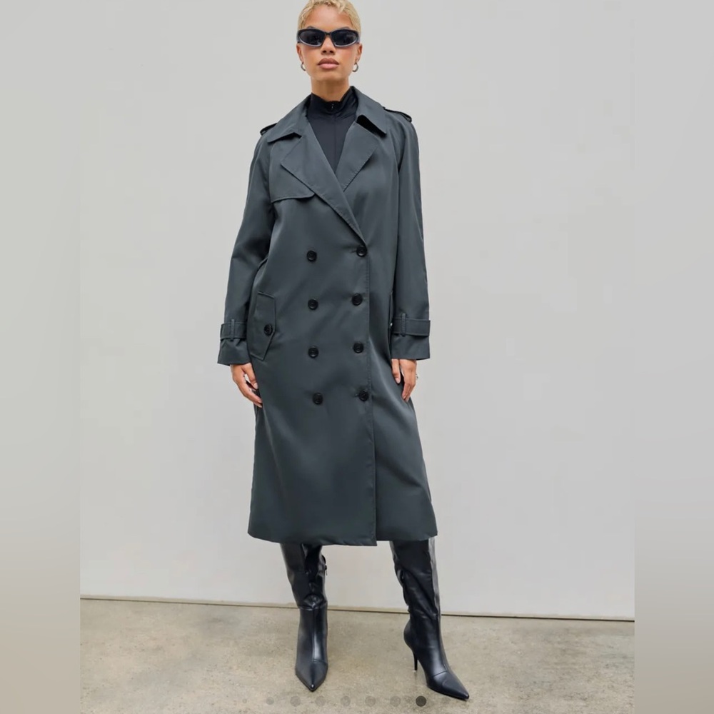 New with tags, never worn, grey trench coat.  I needed a different size!